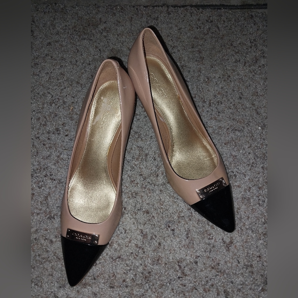 Gorgeous Coach Tan and Black Heels
